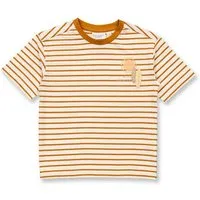 Sense Organics Sense Organics Kinder T-Shirt, Modell ANTON, Currybraun-weiß geringelt mit surfbret, – Produktbild 1 von 1