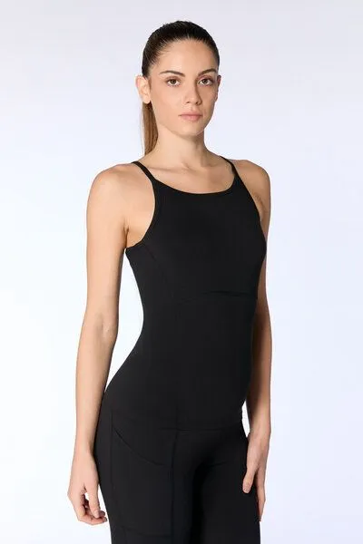 True North True North Damen Sport Top aus TENCEL Modal Tanktop T-shirt mit integriertem Bustier 1222, Schwarz, – Produktbild 1 von 3