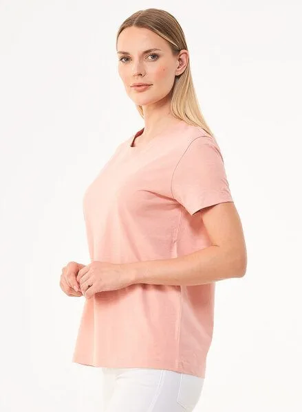 ORGANICATION ORGANICATION Damen Basic T-Shirt aus Bio-Baumwolle, Pink(salmon pink), – Produktbild 3 von 4