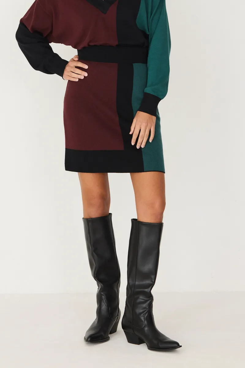 SKFK SKFK Damen vegan Rock Karia Mehrfarbig Braun/Grün/Schwarz, Schwarz, – Produktbild 2 von 2