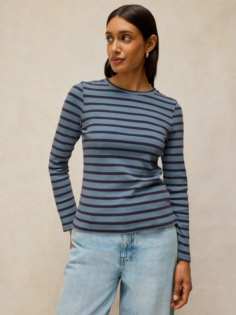 White Stuff Langarmshirt Sadie mit Streifen - 50, Blau multi, – Produktbild 2 von 4