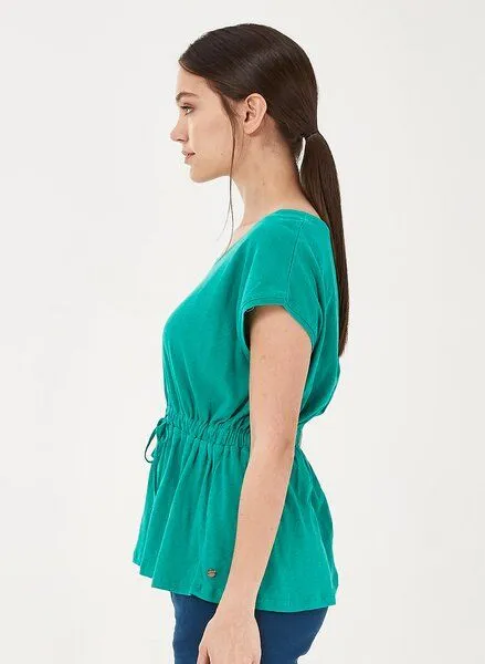 ORGANICATION ORGANICATION T-Shirt aus Bio-Baumwolle mit Leinen, Emerald, – Produktbild 3 von 4