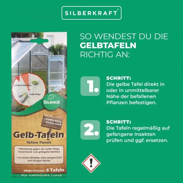 Silberkraft Silberkraft Silence Gelbtafeln (klein): Optimales Monitoring gegen die weiße Fliege, Trauermücke und Blattlaus – Produktbild 4 von 4
