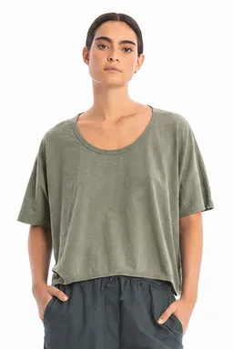 RAVENS VIEW IBIZA RAVENS VIEW IBIZA Damen vegan Top Square Dust Olive – Produktbild 1 von 1