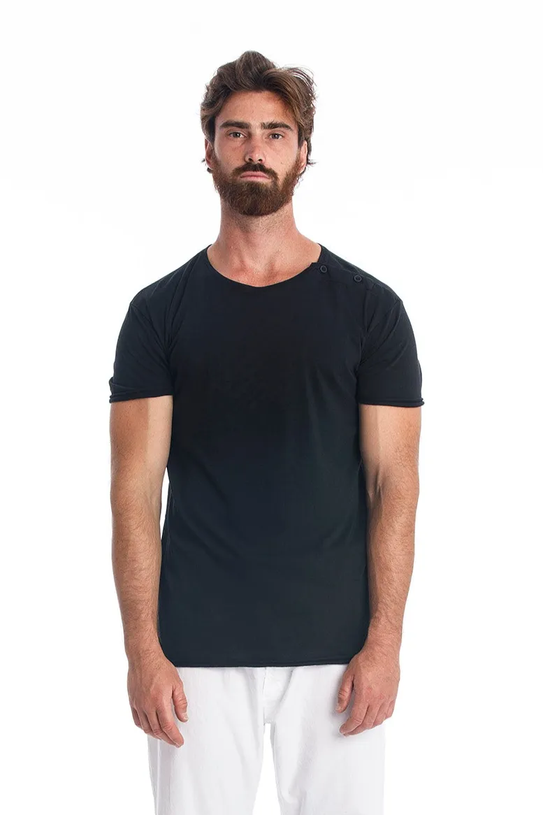 RAVENS VIEW IBIZA RAVENS VIEW IBIZA Herren vegan T-Shirt Egan Button Schwarz, Schwarz, – Produktbild 2 von 2