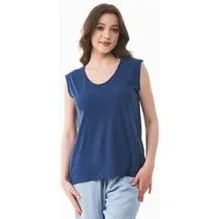 ORGANICATION ORGANICATION Top aus Bio-Baumwolle und Leinen, Blau(navy), – Produktbild 1 von 1