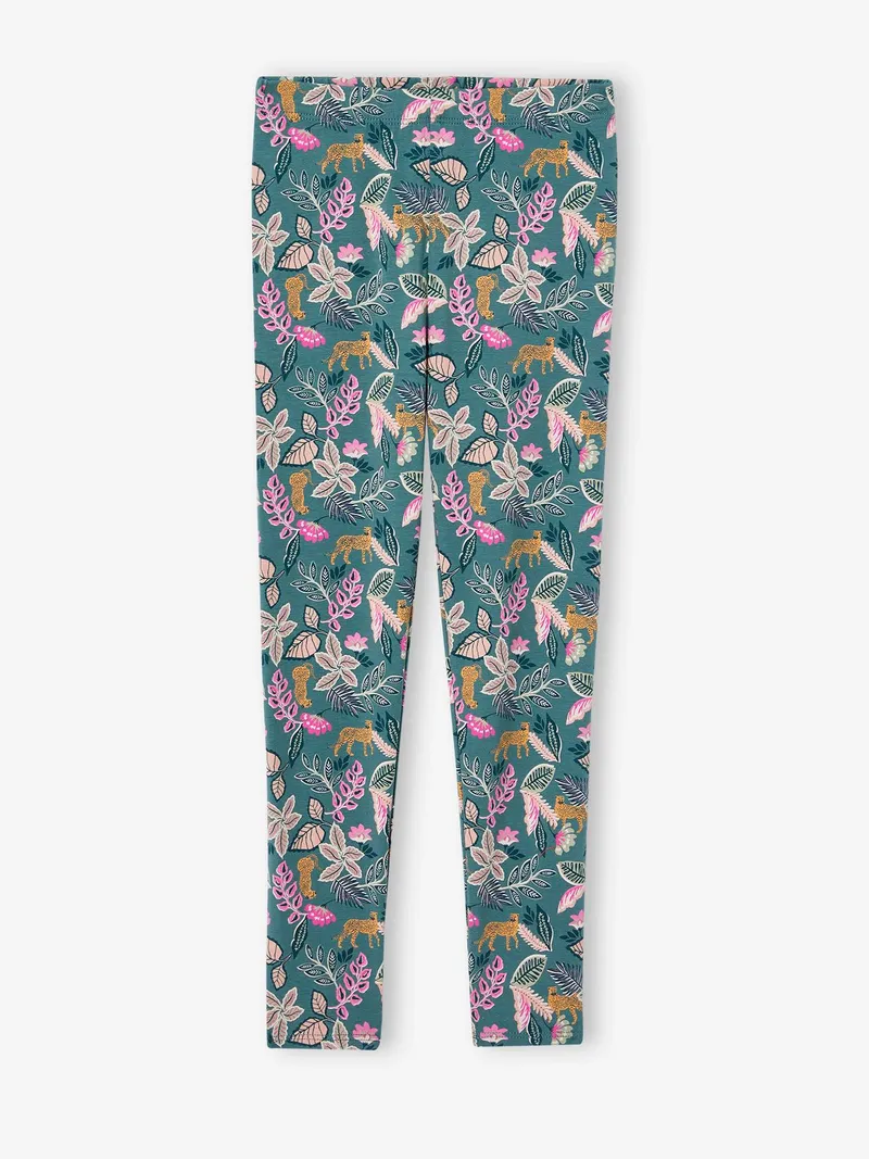Vertbaudet Mädchen Leggings tropical print, Petrol tropical print, – Produktbild 1 von 2