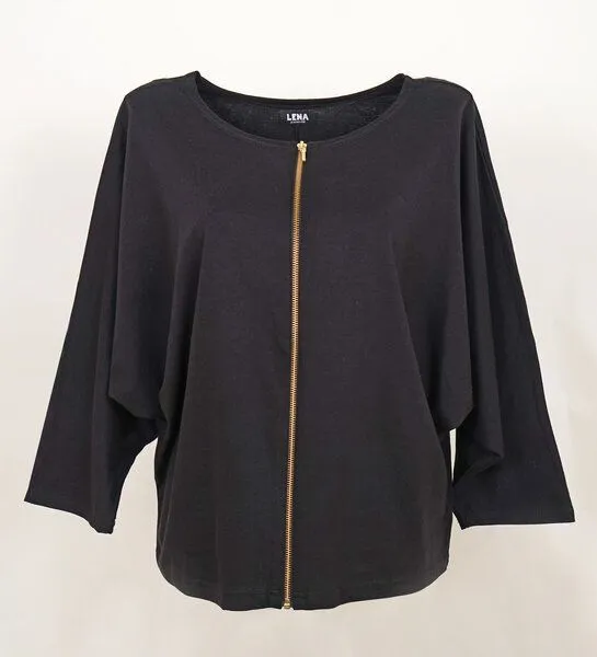 Lena Schokolade Lena Schokolade Zip Jäckchen aus Bio-Jersey, Schwarz, – Produktbild 1 von 1