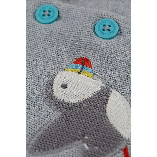 Frugi Frugi Strickjacke Papageientaucher grau - Bonny Baby Grey/Marl Puffins – Produktbild 3 von 3