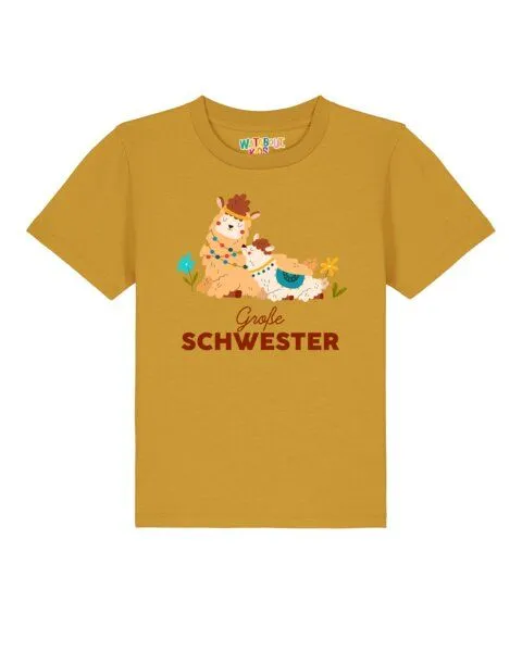 watabout.kids watabout.kids T-Shirt Kinder Lama Große Schwester, Ochre, – Produktbild 1 von 2