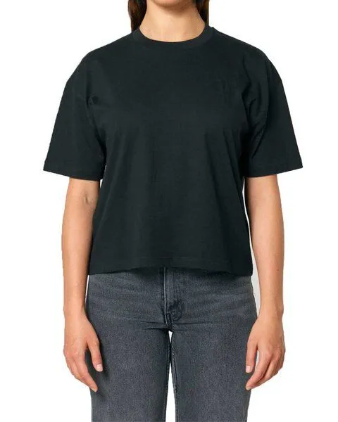 YTWOO YTWOO Damen Boxy T-Shirt aus Bio-Baumwolle, Schwarz, – Produktbild 1 von 4