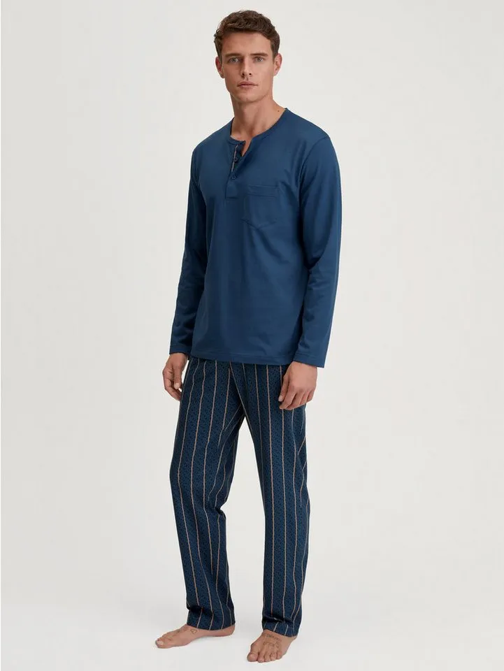 CALIDA CALIDA Pyjama Relax Imprint Herren (2 tlg) weich, leicht und bequem, Blau, – Produktbild 2 von 5