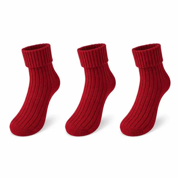 Bruno Barella Bruno Barella Damen Socken aus feiner Lammwolle – 3er-Pack, Burgunderrot, – Produktbild 2 von 2