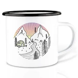 LIGARTI Emailletasse »Camping Day and Night« von LIGARTI | 300 oder 500 ml | handveredelt in Deutschland | Cup, Kaffeetasse, Emaillebecher, Camping Becher – Produktbild 1 von 1