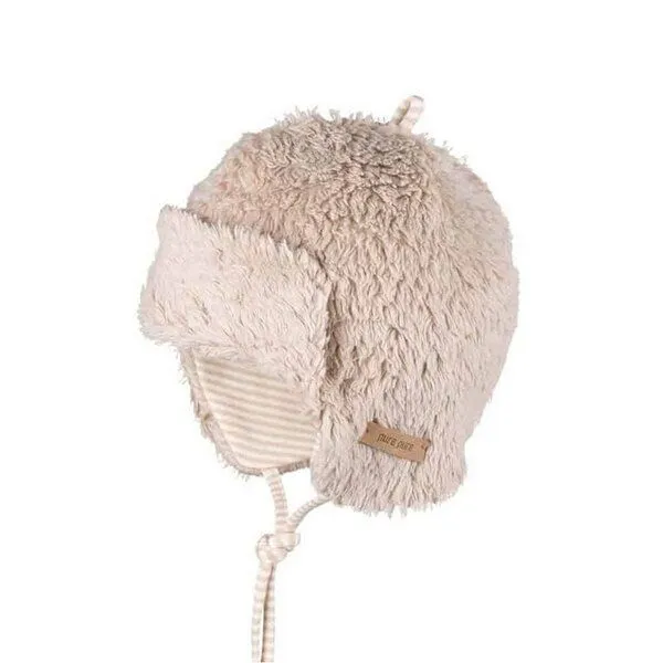 Pure pure by Bauer Pure pure by Bauer Herbst-/Wintermütze aus Bio-Baumwoll-Plüsch in kaschmir-beige – Produktbild 1 von 1