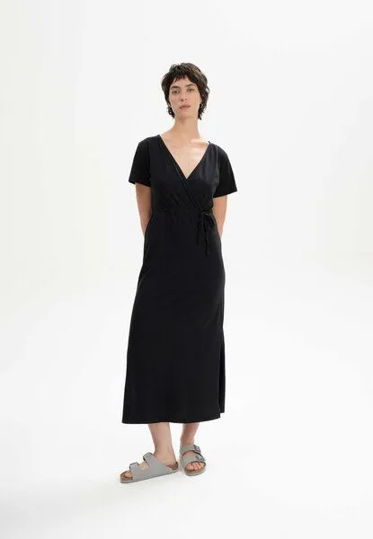 MELA V-Neck Kleid lang Style SHREOSHI | von MELA | Fairtrade & GOTS zertifiziert, Schwarz, – Produktbild 1 von 4