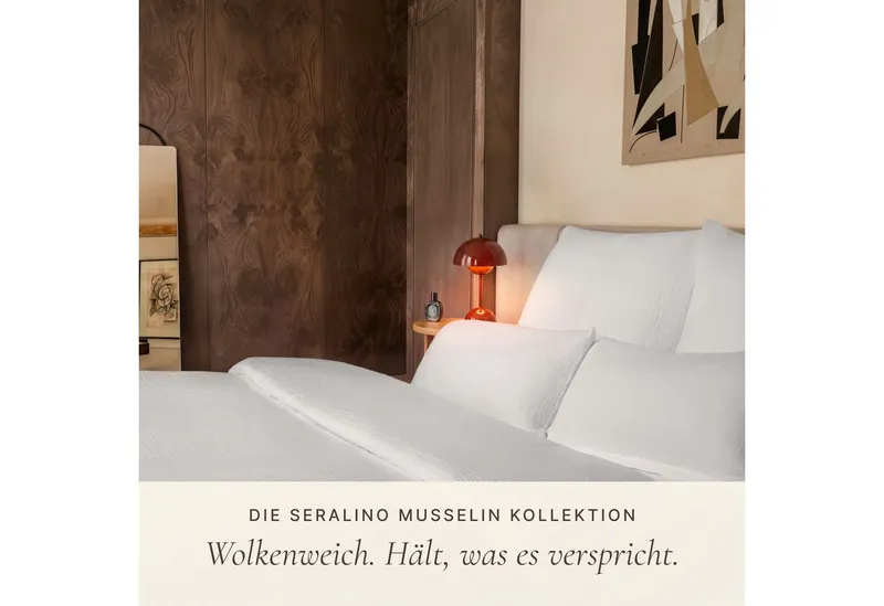 Seralino Bettwäsche aus Musselin (100% Bio Baumwolle) inkl. 80x80 Kissenbezug, blickdicht, besonders weich, bügelfrei, formstabil, verdeckter Reißverschluss, Weiß, – Produktbild 3 von 5