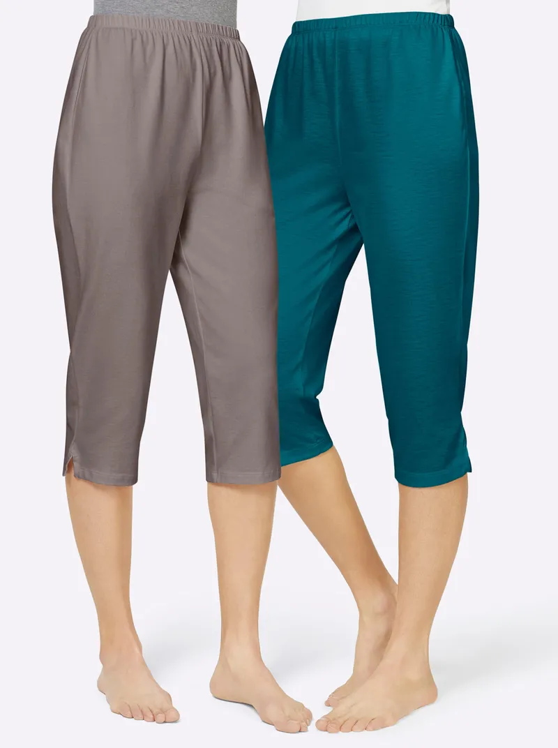 feel good Capri-Hosen petrol + taupe, Petrol + taupe, – Produktbild 3 von 3