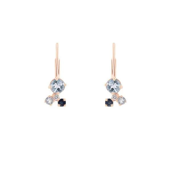 Eppi Eppi Hängeohrringe mit Mondstein, Aquamarin, Saphir und einem Diamanten Kerrie, Rosa, – Produktbild 3 von 3