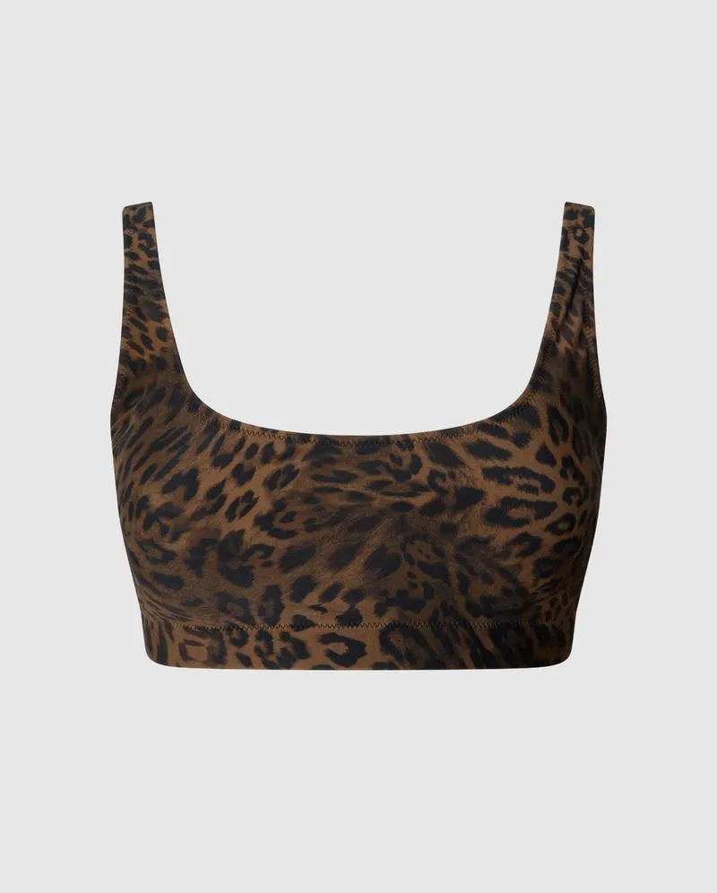 Understatement Understatement Damen vegan Bikinioberteil Scoop Verstellbar Dunkel Leopard, Schwarz, – Produktbild 1 von 2