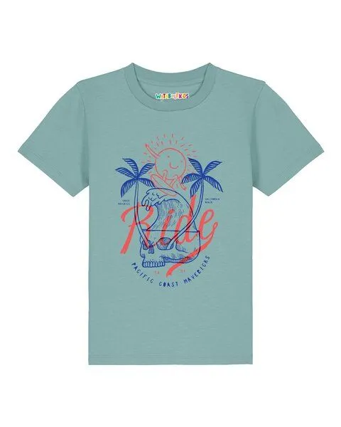 watabout.kids watabout.kids T-Shirt Kinder Ride the waves, Teal monstera, – Produktbild 1 von 2