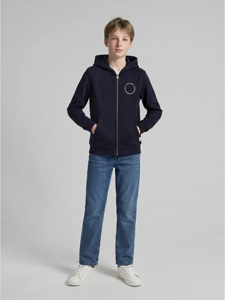 Tom Tailor Tom Tailor Sweatjacke (1-tlg) Plain/ohne Details, Blau, – Produktbild 4 von 5