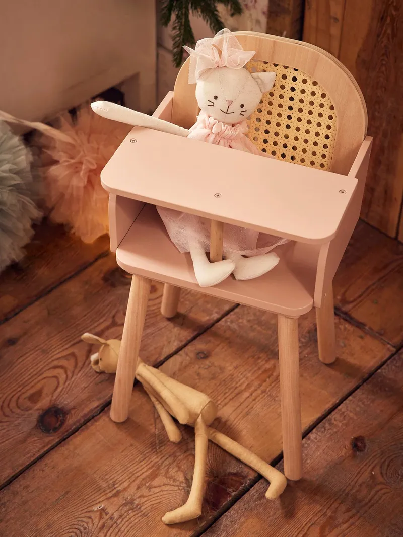 Vertbaudet Puppen Hochstuhl PETITE POESIE, Rosa/braun, – Produktbild 2 von 4