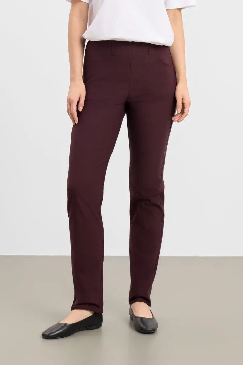 LAURIE LAURIE Damen vegan Hose Kelly Regular Mittellang Dark Plum, Dunkelrot, – Produktbild 2 von 2