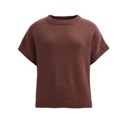 People Wear Organic People Wear Organic Boucléstrick Pullover Kurzarm, braun uni – Produktbild 1 von 1