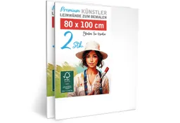 M MERCEO Leinwand Künstlerleinwand 80x100cm 2er Set - Weiße Leinwand zum Bemalen, 2er-Set Leinwand 80x100cm (zum Bemalen, Baumwolle – Produktbild 1 von 1