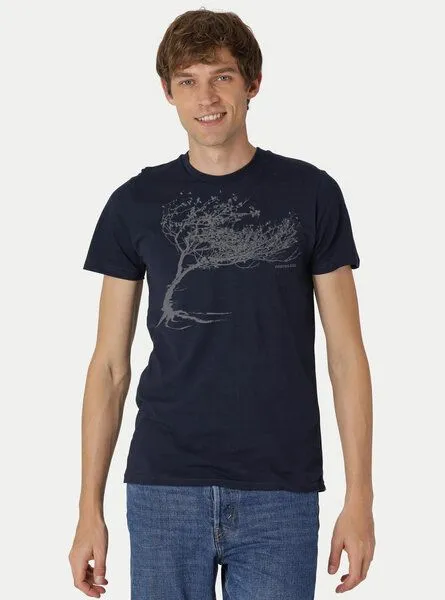 Peaces.bio - handbedruckte Biomode Peaces.bio - handbedruckte Biomode Bio-Herren-T-Shirt "Windy Tree", Blau, – Produktbild 2 von 2