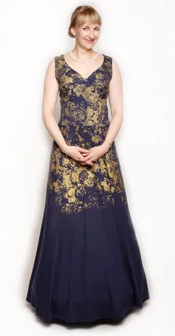 Peaces.bio - handbedruckte Biomode Peaces.bio - handbedruckte Biomode Abendkleid Golden Roses – Produktbild 1 von 1