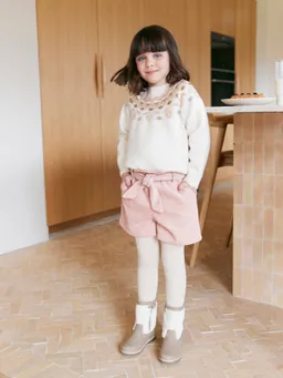 Vertbaudet Mädchen Shorts aus Samt im Paperbag-Stil pudrig – Produktbild 1 von 1