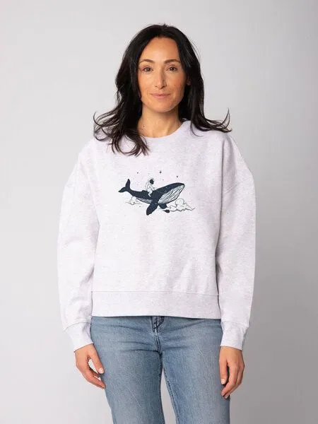 watapparel watapparel Sweatshirt Frauen Spacewhale, Cool heather grey, – Produktbild 2 von 2