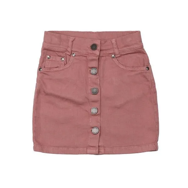 Walkiddy Kinder Jeansrock GOTS zertifiziert, rosé (Denim-Look), Knopfleiste, Bio-Baumwolle, bequem – Walkiddy – Produktbild 1 von 2