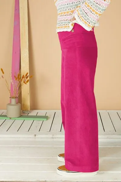 La Gitana La Gitana Damen Cordhose „Lina“ aus Stretch Bio Baumwolle, Passform: Loose Fit, Magenta, – Produktbild 2 von 3