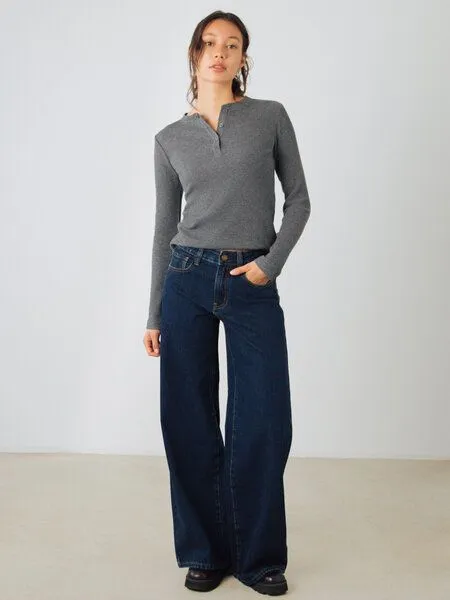 Honest Basics Honest Basics Damen Weite Jeans aus 100% Bio-Baumwolle, Rinse, – Produktbild 1 von 4