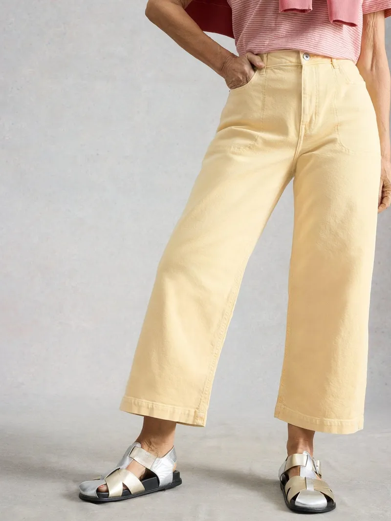 White Stuff 7/8-Jeans Tia mit weitem Bein - 42/R, Hellgelb, – Produktbild 1 von 4