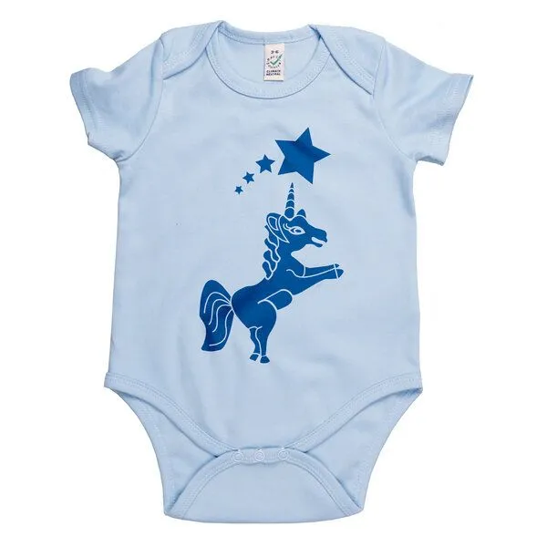 HANDGEDRUCKT HANDGEDRUCKT "Einhorn" Baby Body, Soft blue, – Produktbild 1 von 4