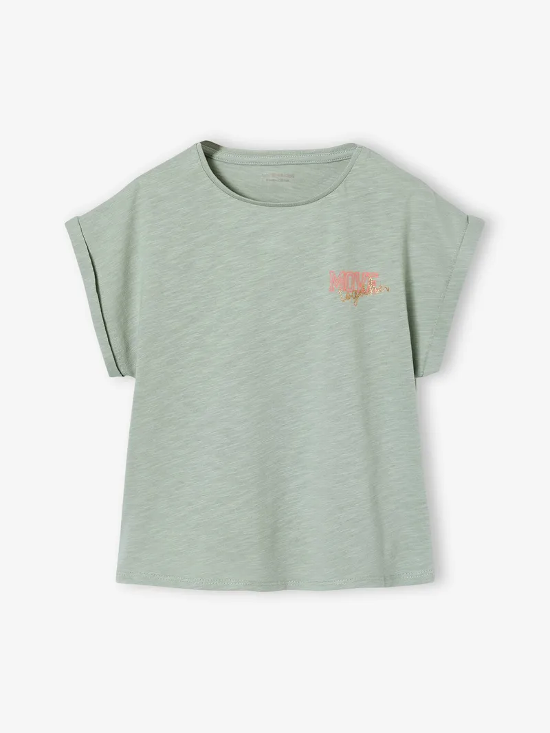 Vertbaudet T-Shirt Mädchen Rundhals BASIC salbei, Salbeigrün, – Produktbild 1 von 3
