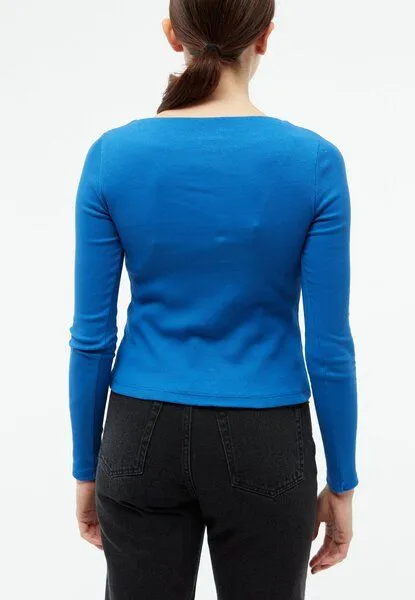 Givn Berlin Givn Berlin Geripptes Longsleeve GBINA slim Fit aus Bio-Baumwolle, Cornflower blue, – Produktbild 3 von 4