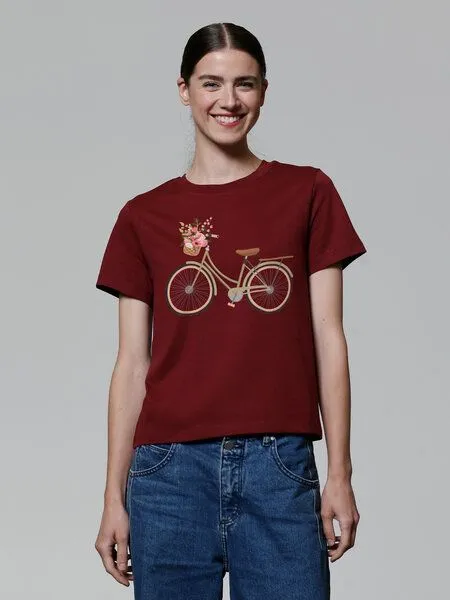 watapparel watapparel T-Shirt Frauen Damenfahrrad, Burgundy, – Produktbild 2 von 3