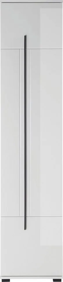 Home affaire Hochschrank Cantara, Badschrank in Hochglanz Weiß, Hochschrank im modernen Design mit schwarzen Griffen, ausreichend Stauraum, Weiß, – Produktbild 7 von 8