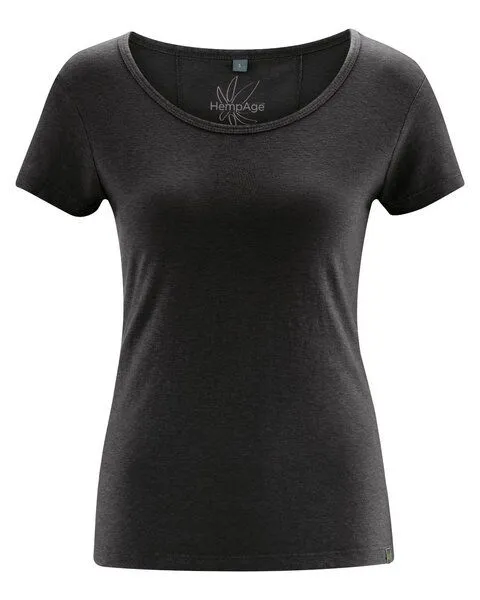 HempAge HempAge Damen T-Shirt THC Line Hanf/Biobaumwolle, Black (schwarz), – Produktbild 1 von 3