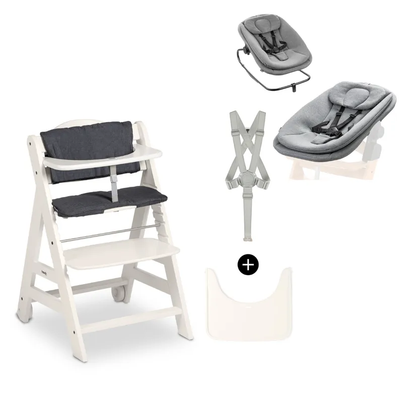 Hauck Hauck Beta+ Hochstuhl mit Kissen, Tablett und Wippe, White, – Produktbild 1 von 1