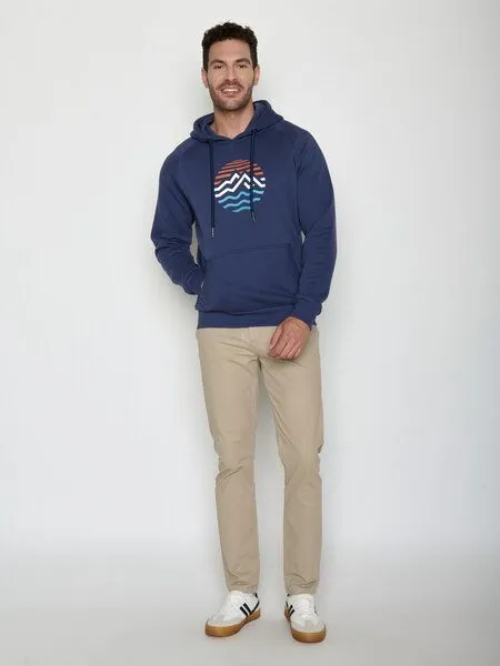 GreenBomb GREENBOMB Mountain Stripes Trek - Hoodie aus Bio-Baumwolle mit Raglan-Arm / hochwertiger Print / GOTS / Fair & Vegan, Blau (marineblau), – Produktbild 3 von 4