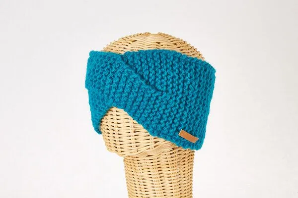 short'n'pietz short'n'pietz Schurwollstirnband crisscross links gestrickt, Türkis, – Produktbild 1 von 1