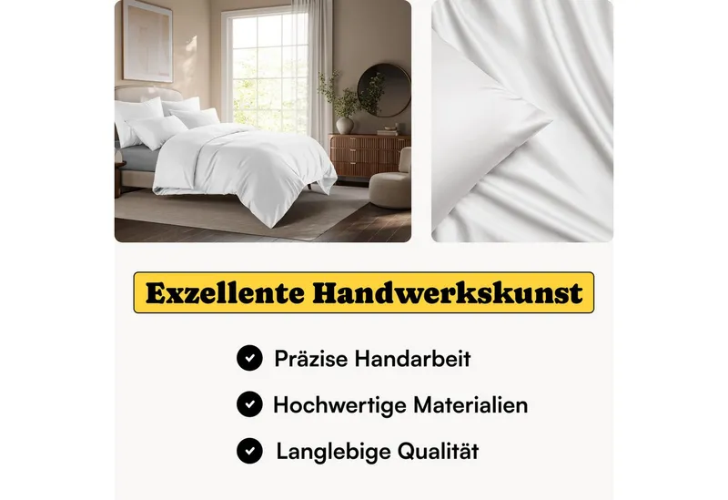 Seralino Bettwäsche Set in Gr. 135x200, 155x220, 200x200 cm, 100% Lyocell (Tencel), Besonders weich & atmungsaktiv – aus natürlichen Eukalyptusfasern, Weiß, – Produktbild 2 von 5