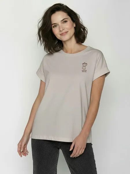 GreenBomb GREENBOMB Espresso Loony - Sportliches T-Shirt aus Bio-Baumwolle mit Rollup Sleeve / hochwertiger Print / GOTS / Fair & Vegan, Brown, – Produktbild 2 von 4