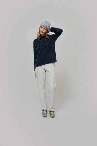 Rifò - Circular Fashion Made in Italy Rifò - Circular Fashion Made in Italy Mütze Teo aus Recycelter Kaschmirwolle, Hellblau - beige, – Produktbild 3 von 3